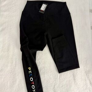 Peloton Apparel Black Leggings with Multicolor Logo